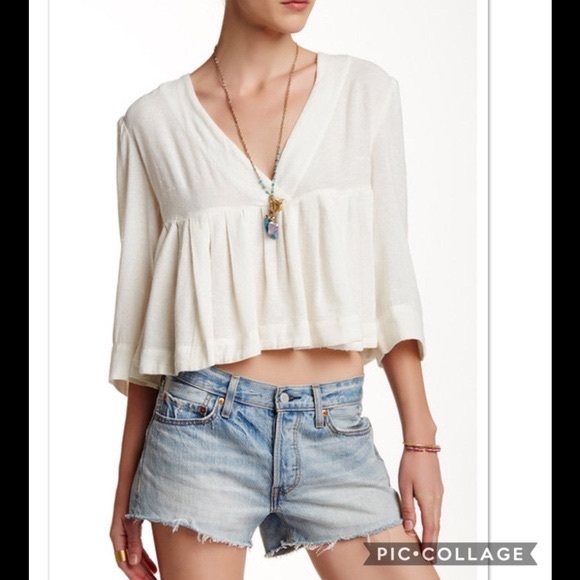 Free People Tops - NWOT Free People Pleats On Me Ivory Cropped Top